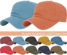 BASEBALL CAP Plain Dad Hat Low Profile Vintage Washed Pigment Adjustable