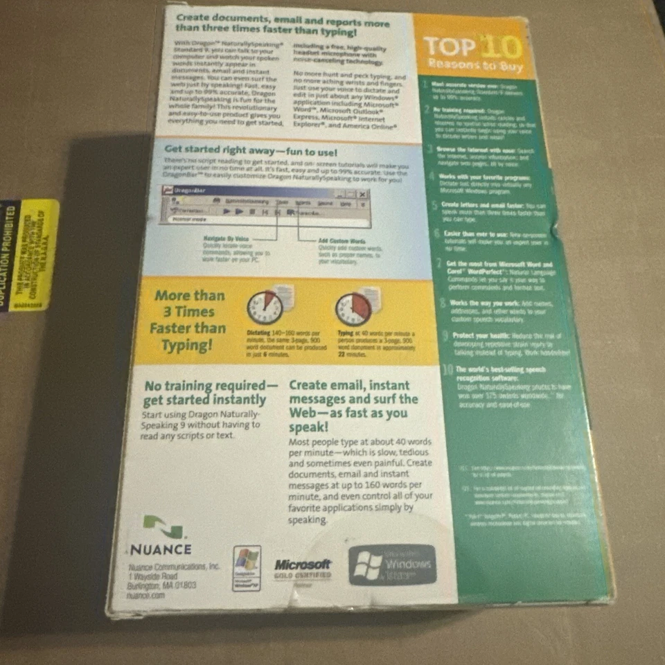 Dragon Naturally Speaking 9 Standard SPEECH RECOGNITION SOFTWARE - BRAND NEW!!! - Image 2 of 4