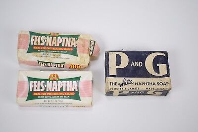 Procter and Gamble Brands 3 bars of vintage Naptha soap Fels Naptha P G Procter 