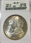 1887 P Morgan Dollar MS63 VAM 12 Alligator Eye DDO Top 100 Old ANACS Soap Box