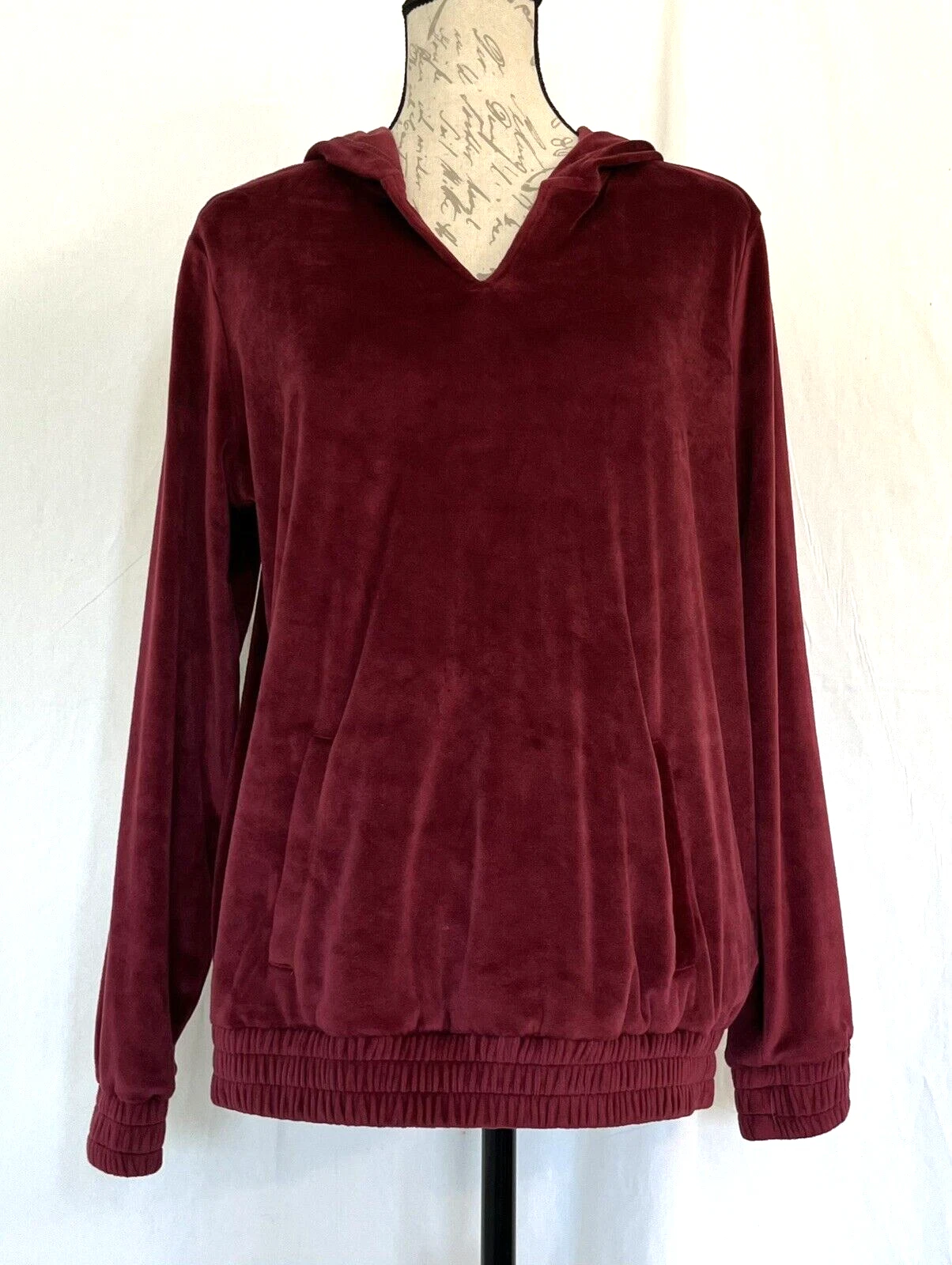 MICHAEL MICHAEL KORS Giacca Pullover Donna Velluto Borgogna con Cappuccio Elasticizzata M