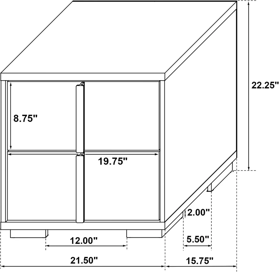 Mesita de noche organizadora de mesita de noche de dormitorio con 2 cajones de madera contemporánea Marceline Foto 3 de 4