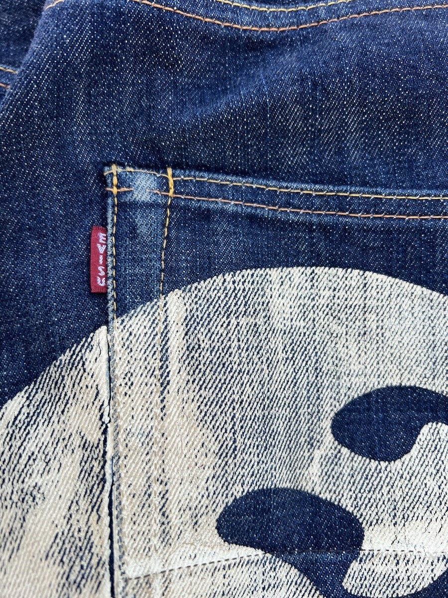Vintage 2001 Evisu 'Mighty Evisu' Big Daicock Hand Painted Raw
