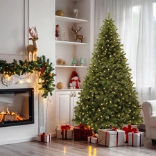 7.5ft Pre-Lit Spruce Artificial Christmas Tree with 1450 Branch Tips &550 Lights