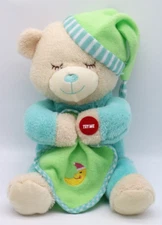 Hugfun Sleepy Prayer Bear 10" Plush Green Light Up Recites "Lay Me Down Sleep"
