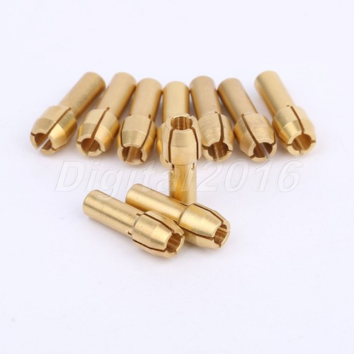 10pc 1/8" 3.2 mm Brass Collets Adapter Nut Kit Fit Grinder Shafts Rotary Tool - Picture 6 of 11