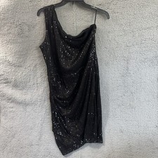 Grace Karin Womens Sequin Dress Black One Shoulder Cocktail Sparkly Glitter XL