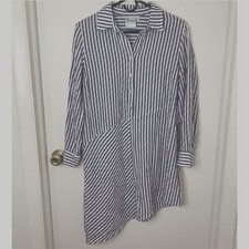 Finley Striped shirt dress  asymmetric popover dress  Medium