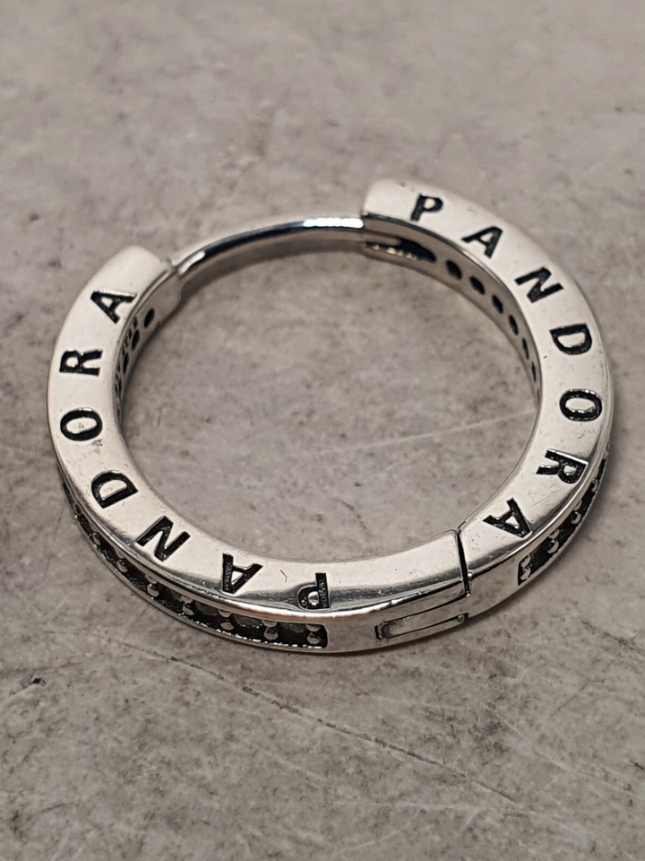 Pandora Signature Logo Hoop Earrings Used eBay
