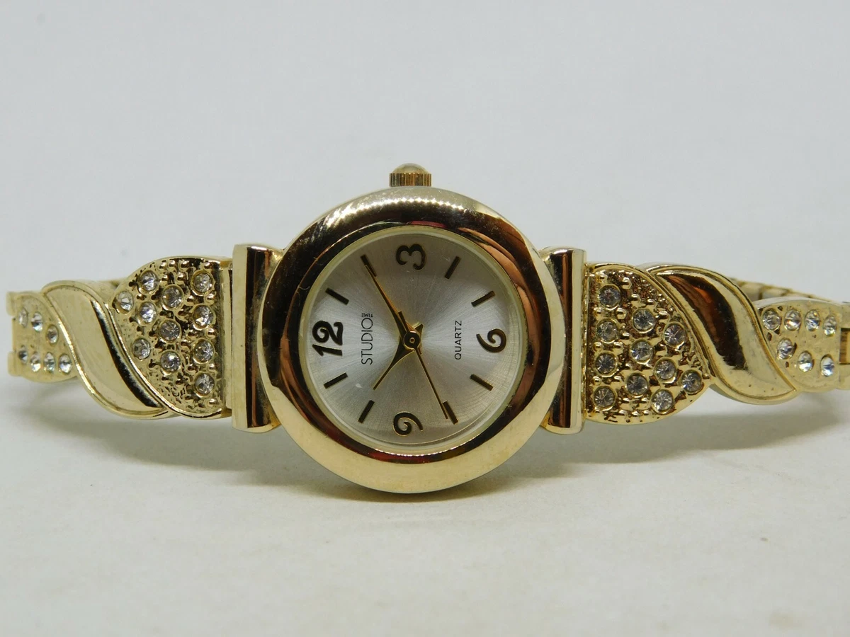 Studio Time STD3171W Crystal Inlay Quartz Analog Ladies Watch Sz. 6 1 4