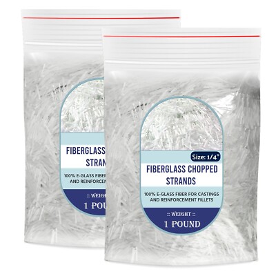 SIMOND STORE- 1/4'' Chopped Glass Fiber Strands - 2 Pound - 100% E-Glass Fiber