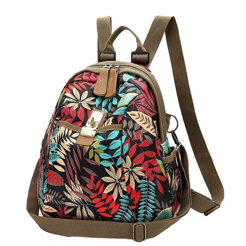 Oxford Cloth Bag Floral Printed Shoulder Bag Women's Backpack Student Backpack - Picture 33 of 38