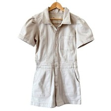 ANTHROPOLOGIE Pilcro The Kit Utility Romper Neutral Cream Size 10 NEW