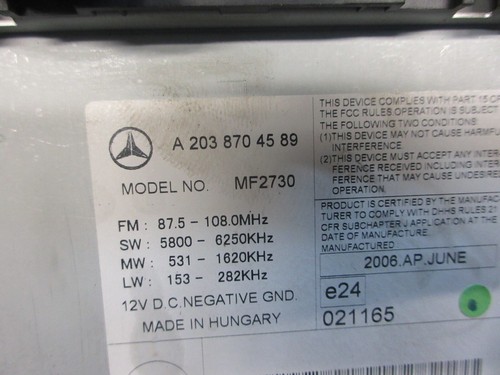 2006 MERCEDES C CLASS CDI S203 Sport 5DR CD PLAYER A2038704589 - Picture 2 of 3