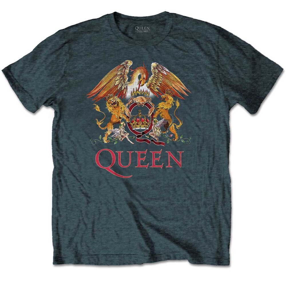 Grey Queen Crest Freddie Mercury Brian May Official Tee T-Shirt Mens Unisex  | eBay