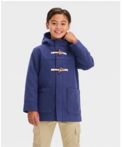 Cat & Jack Boys Navy Blue Faux Wool Coat 4T