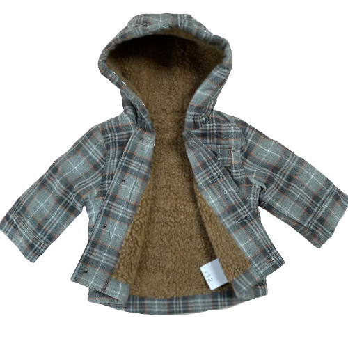 Boys Grey Check Coat Nutmeg Hooded Fleece Jacket Baby Age 0 - 3 Years image 6