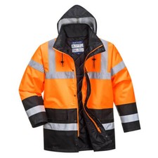 Image of Oxford Weave 300D Class 3 Hi Vis Two Tone Traffic Jacket Orange / Black 3XL