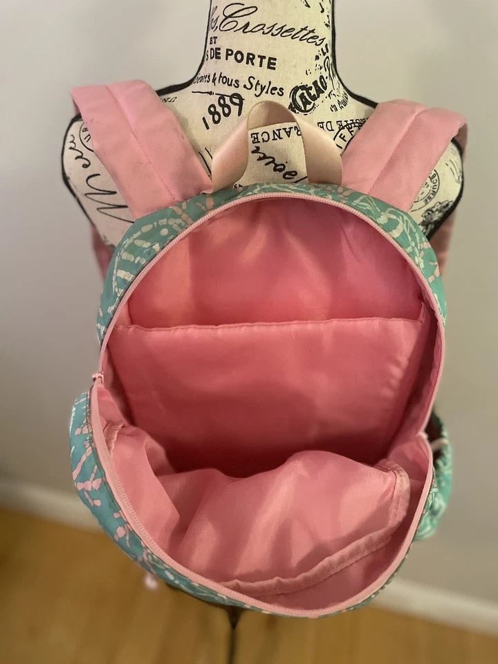 Mochila de lujo Vineyard Vines rosa y verde para viaje o escuela Foto 3 de 4