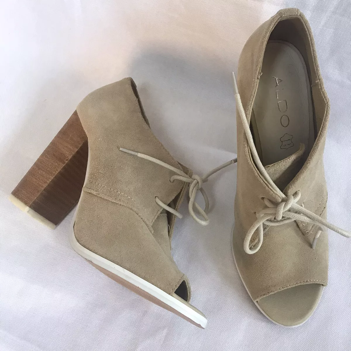 Cream top suede heels