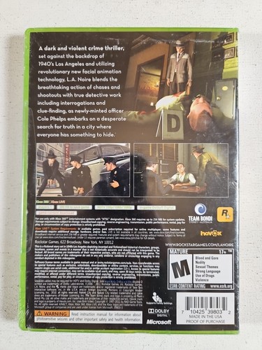L.A. Noire (Microsoft Xbox 360, 2011) NTSC - Brand New And Sealed - Imagen 2 de 3