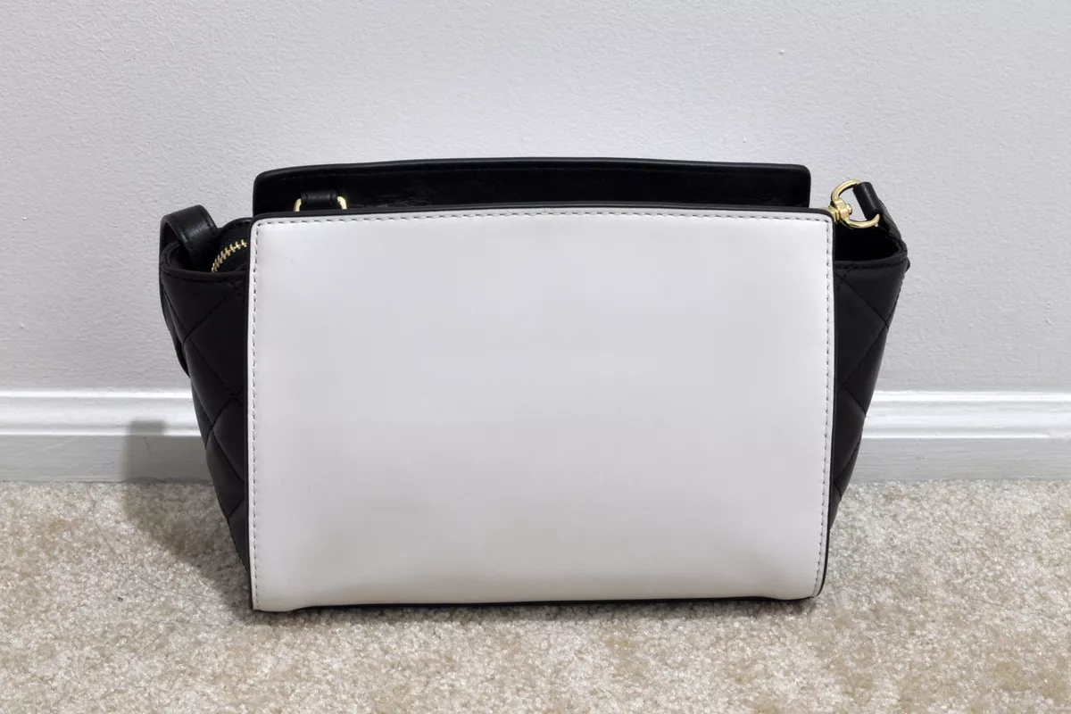 Michael Michael Kors Selma Colorblock Mini Messenger Black White