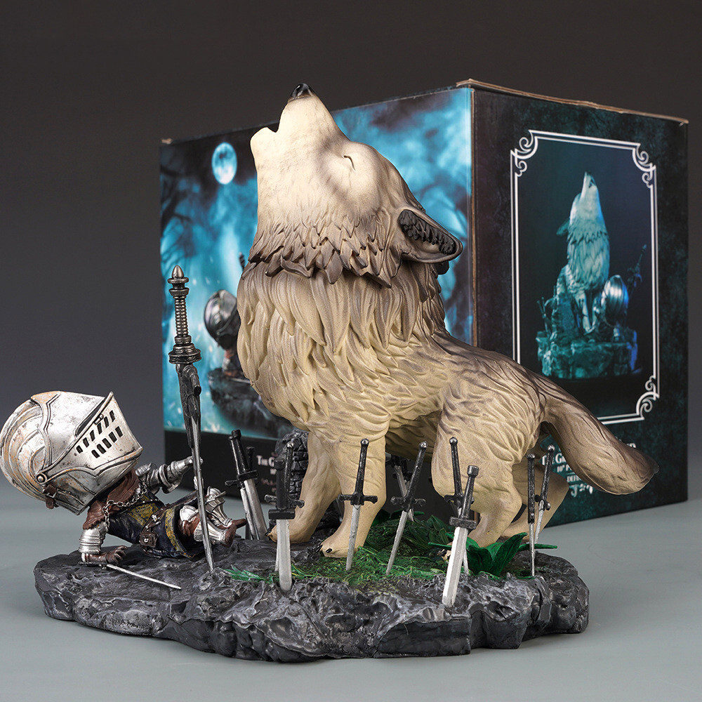 Anime Dark Souls Gran Lobo Gris Sif 9" Estatua Figura Modelo Escenas Juguete Regalo de Navidad