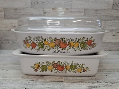 VTG CORNING WARE SPICE OF LIFE P322 #6 A10B #43 MARKED CASSEROLE DISHES 