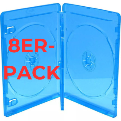 8 Stk Blu-ray Leerhüllen Hüllen Box 3-fach 3er 14 mm für je 3 BD / CD / DVD blau