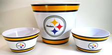 Pittsburgh Steelers Popcorn Bucket Set 4Qt w/ Bowls 3pc NFL Tailgate BBQ Movies