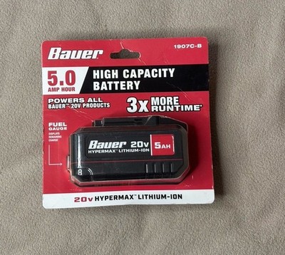 New Bauer 1907C-B Lithium-Ion Battery 20V Hyper max 5.0 Amp Hour High Capacity