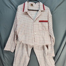 60s 70s JC Penny Permanent Press Pajama Set Mens Large Plaid Red And White
