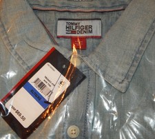 Designer Shirt, Tommy Hilfiger Denim Long Sleeve Button Up Dress Shirt, XL