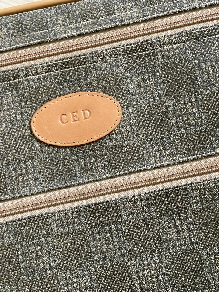 Vintage French Luggage Co 30x22x9” Leather / Tweed Large Wheeling Suitcase - Image 2 of 4