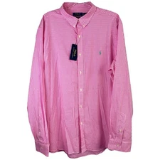 Polo Ralph Lauren 2XL Pink White Gingham Check Long Sleeve Button Down Shirt NWT