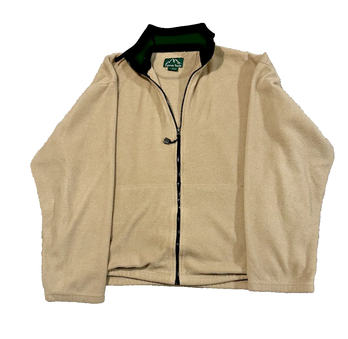 Colorado Textile Fleece Jacket Men’s Large Beige Full Zip Soft Outdoor Casual
