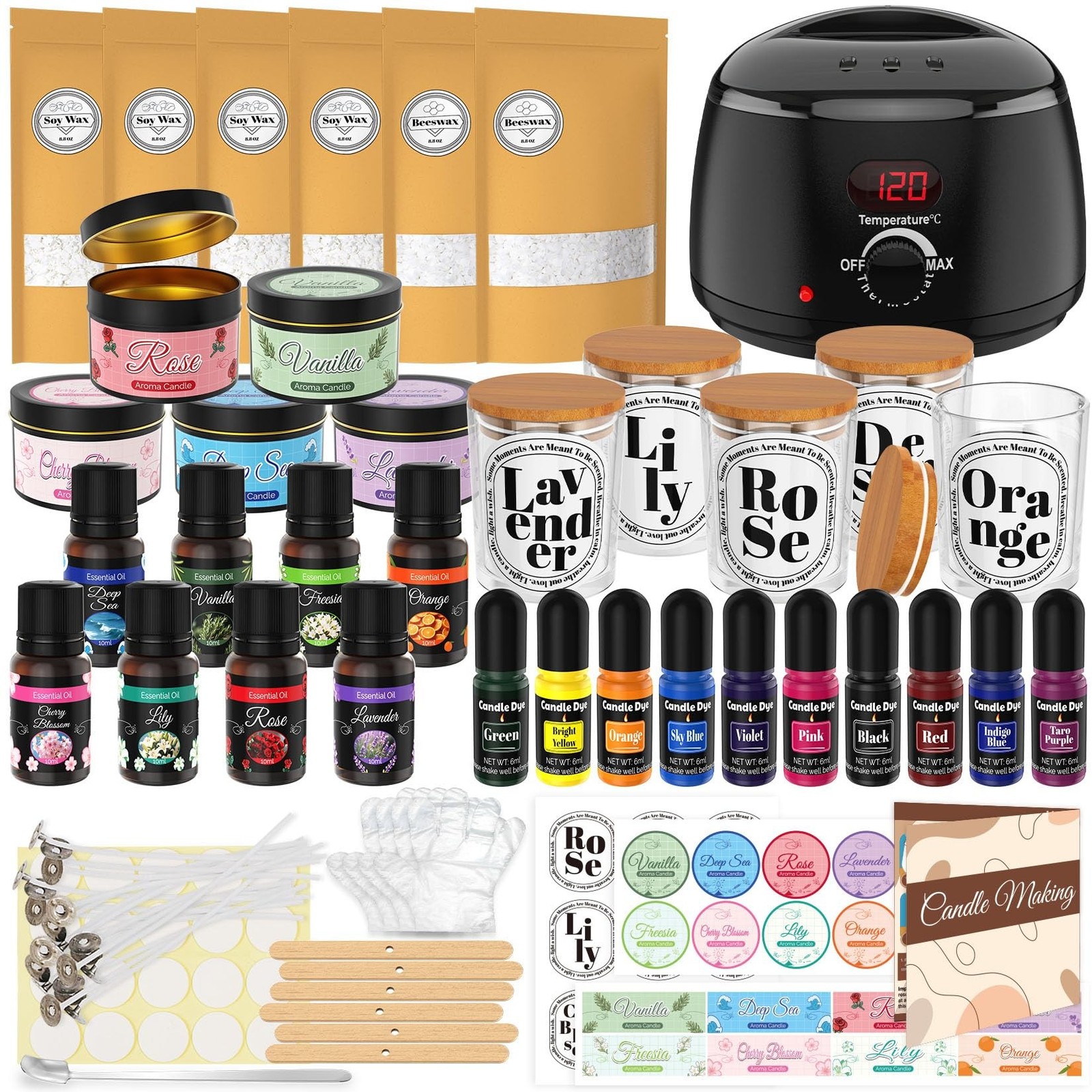 Candle Making Kit for Adults - 43 PCS Complete DIY Candle Making Supplies, In...