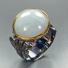 Antique ring 8 ct Natural Green Jade Ring 925 Sterling Silver Size 7 /R475003