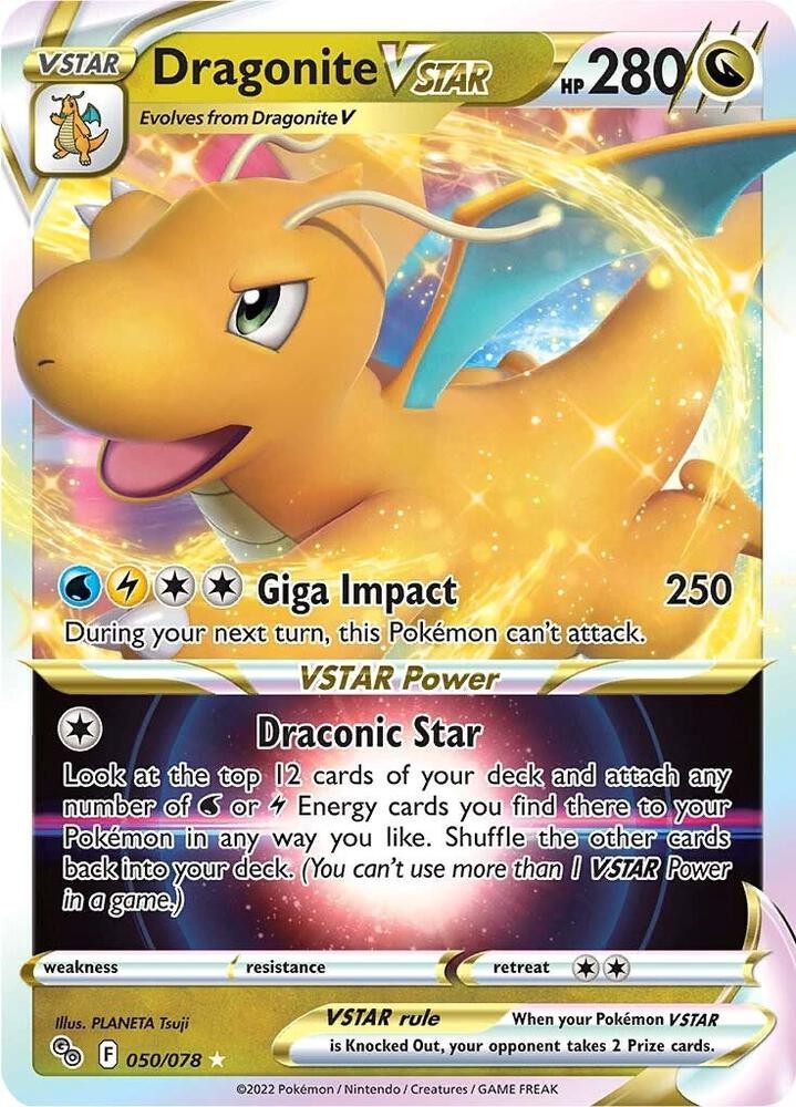 Dragonite VSTAR 050/078 Holo Rare VSTAR Pokemon GO Pokemon NM