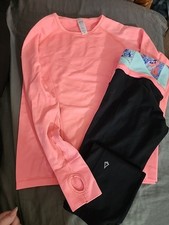 Ivivva By Lululemon 2 Pc Set Girl's Long Sleeve Shirt Size 12 & Leggings