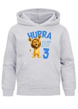 Kids Hoodie Boys Birthday - Hooray I Am Now X - Lion Personalised