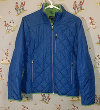 Lands' End Quilted Womens Full Zip Blue Jacket Size small 6-8 Primaloft