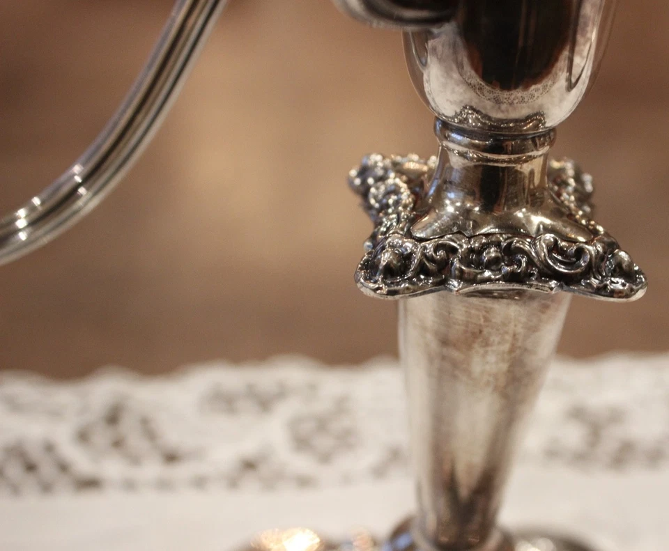 Antique English Silver Plated 2-Arm Candelabra – Ornate Baroque Elegance - Image 4 of 4