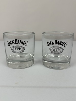 Whiskey Tumbler Glasses Jack Daniels RYE Brand Logo. Set Of 2.