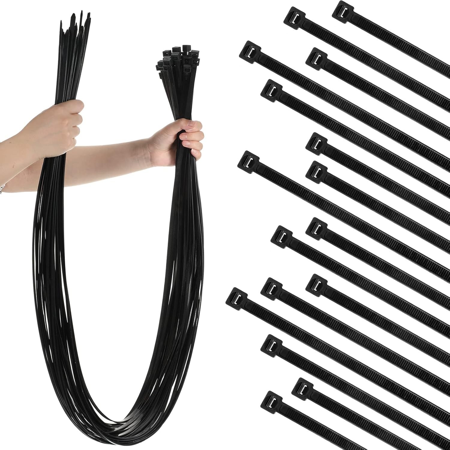 48-Pack XunYee 60-Inch Heavy Duty Black Outdoor Zip Ties