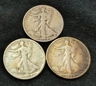 3 LIBERTY WALKING HALF DOLLARS == 1934, 1934 D, 1934 S == 90% SILVER