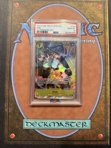 One Piece TCG Enel OP05-100 Awakening New Era Alt Art Foil SR EN PSA 10