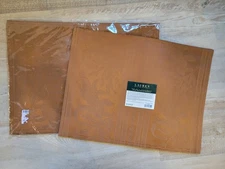 NEW Ralph Lauren 4  Burnt Orange  Placemats Damask Harvest Thanksgiving 19 X 14