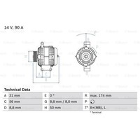 Bosch Generator Lichtmaschine 90A 14V FüR Mercedes-Benz Sprinter 2-T Kasten
