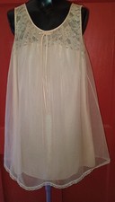 Vintage Vanity Fair Babydoll Double Nylon Chiffon Lace Nightgown Sz S